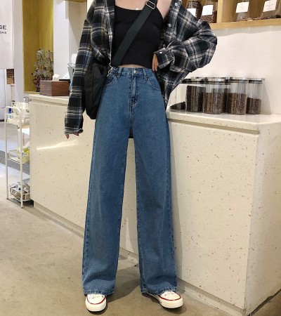 2022年秋季高腰牛仔裤女式大码宽松阔腿长裤,适合丰满女孩,修身垂坠拖把直筒裤 2022年秋季高腰牛仔裤女式大码宽松阔腿长裤,适合丰满女孩,修身垂坠拖把直筒裤
