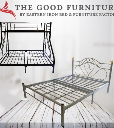 [TheGoodFurniture]大号金属床架。大号床单金属框架。金属床。双层床。