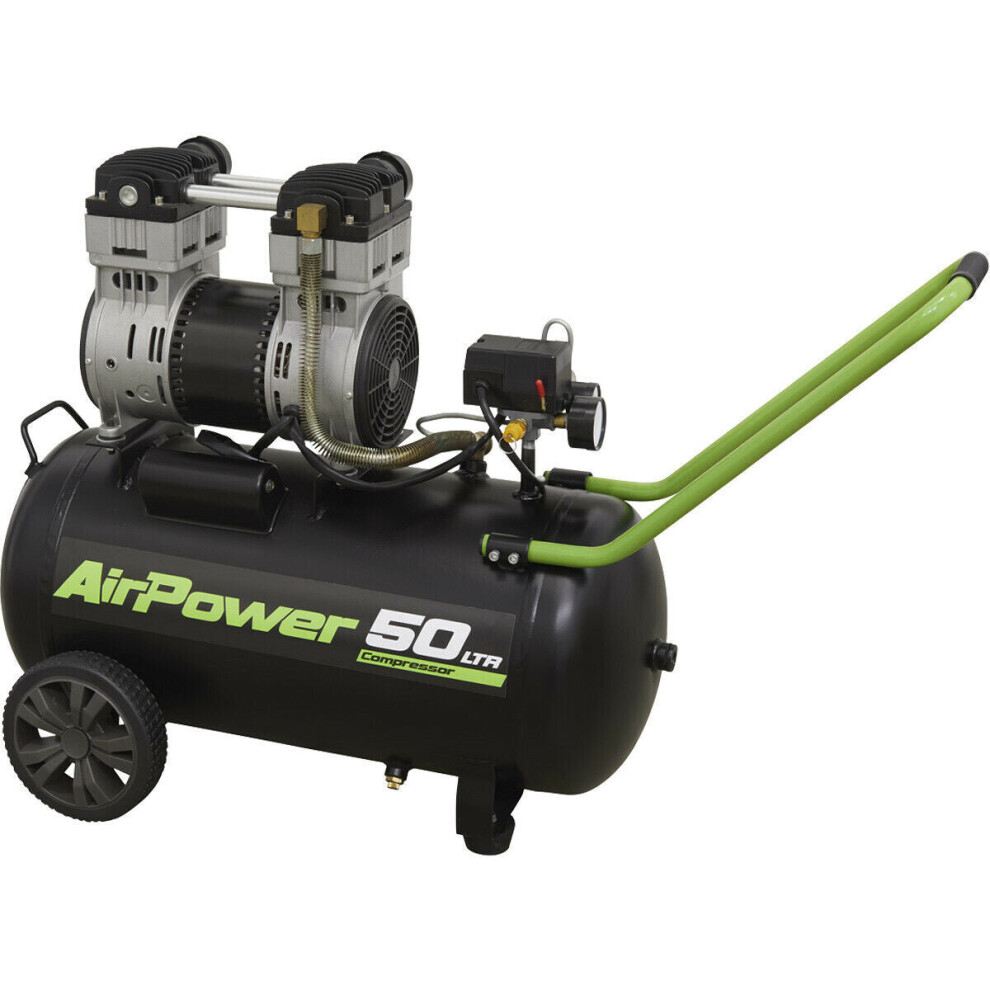 50L Direct Drive Air Compressor - Low Noise 1.6hp Motor - Twin Gauge Display  50L Direct Drive Air Compressor - Low Noise 1.6hp Motor - Twin Gauge Display