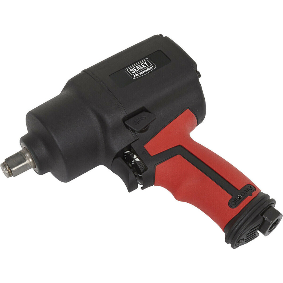 1/2 Inch Sq Drive Air Impact Wrench - Twin Hammer Design - 3-Speed Selector  1/2 Inch Sq Drive Air Impact Wrench - Twin Hammer Design - 3-Speed Selector