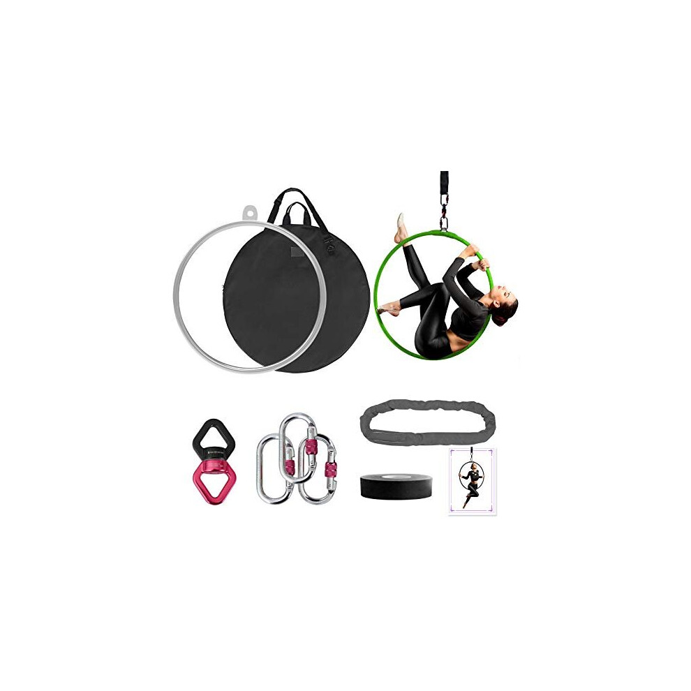 DASKING Aerial Hoop 85cm/90cm Aerial Ring Set Fully Strength Tested 500LBS Single Point Circus Aerial Equipment Yoga Hoop With Accessories And St  DASKING Aerial Hoop 85cm/90cm Aerial Ring Set Fully Strength Tested 500LBS Single Point Circus Aerial Equipment Yoga Hoop With Accessories And St