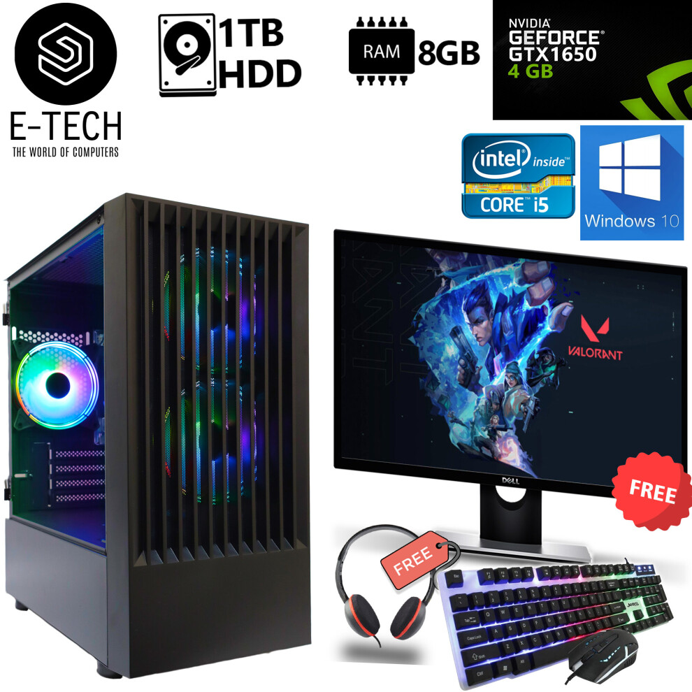 Refurbished Gaming PC Computer Bundle Intel Quad Core i5 8GB 1TB HDD GTX 1650 W10  Refurbished Gaming PC Computer Bundle Intel Quad Core i5 8GB 1TB HDD GTX 1650 W10